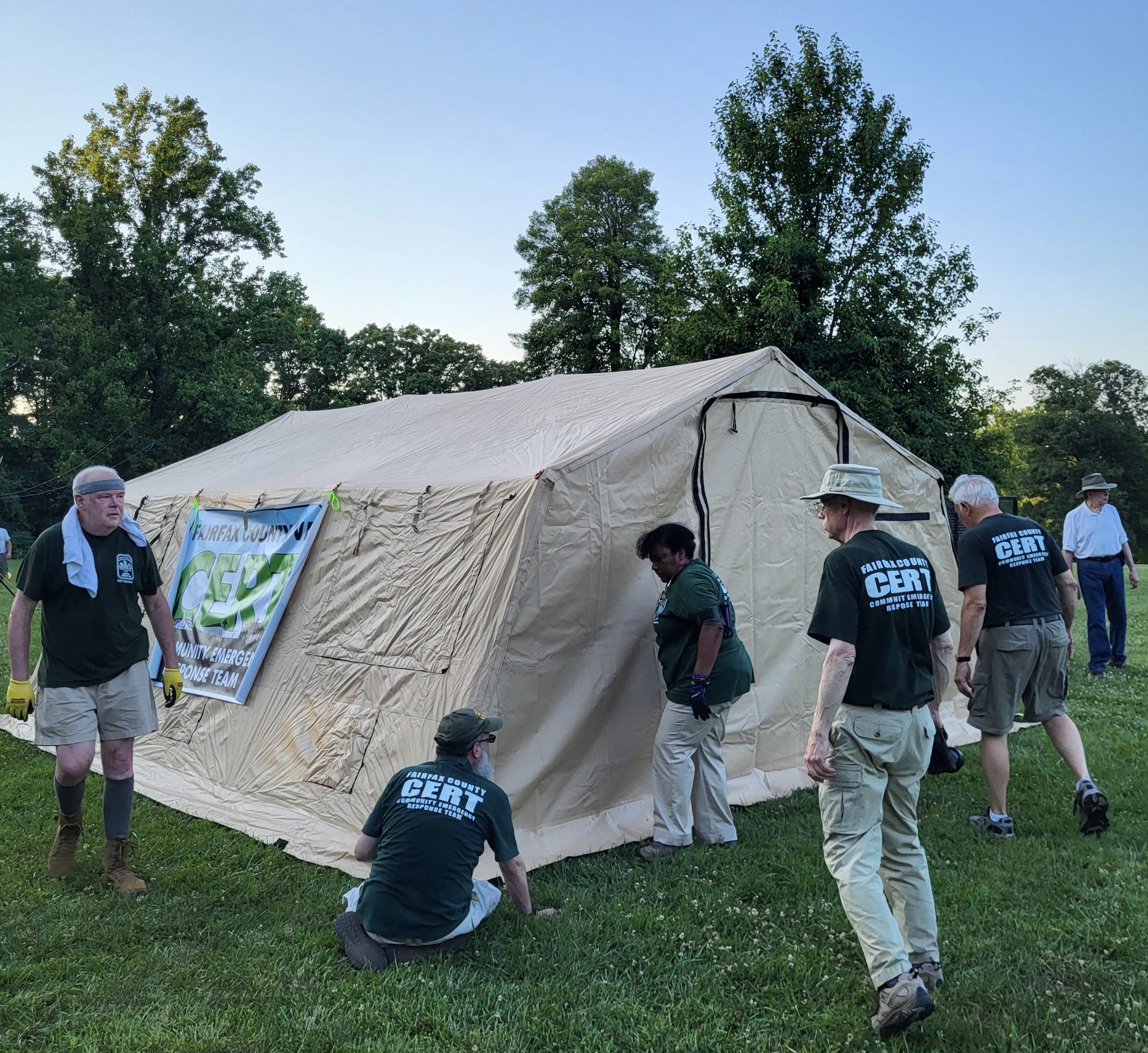 Shelter Team setting up shelter at park
